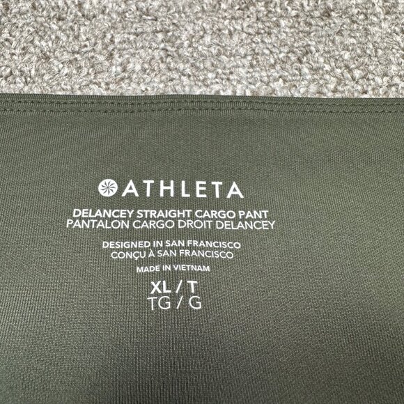 Athleta Delancey Straight Cargo Travel Pant in Olive Green Sz X-Large TALL - Picture 2 of 5